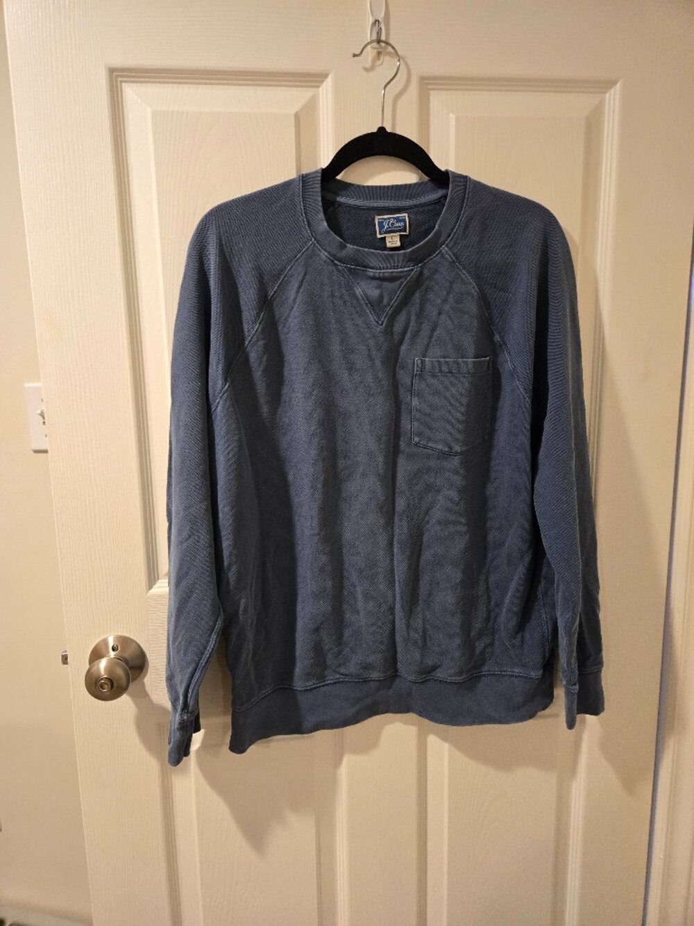 J Crew Garment Dyed Pocket Sweatshirt Blue L